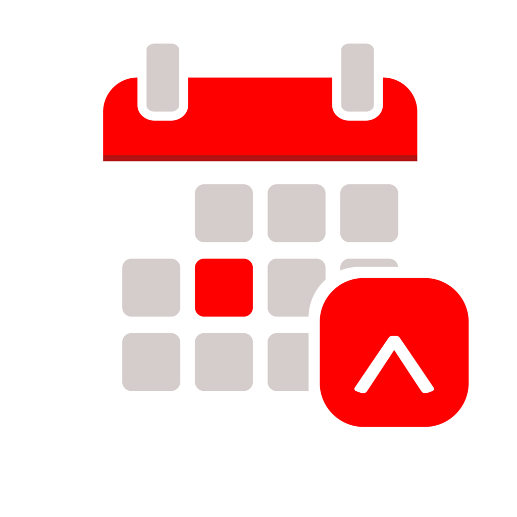 Le logo de Réviseurs Canada apparaît devant une page de calendrier blanche avec une date surlignée en rouge.