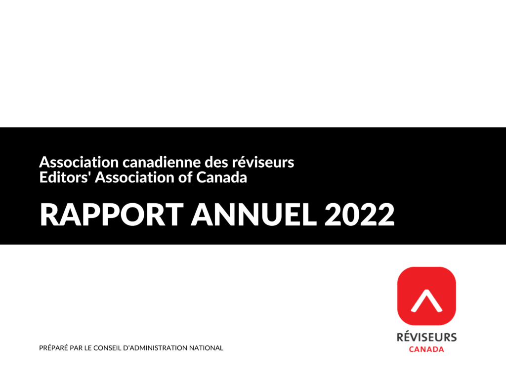 Page couverture du rapport annuel 2022 de Réviseurs Canada